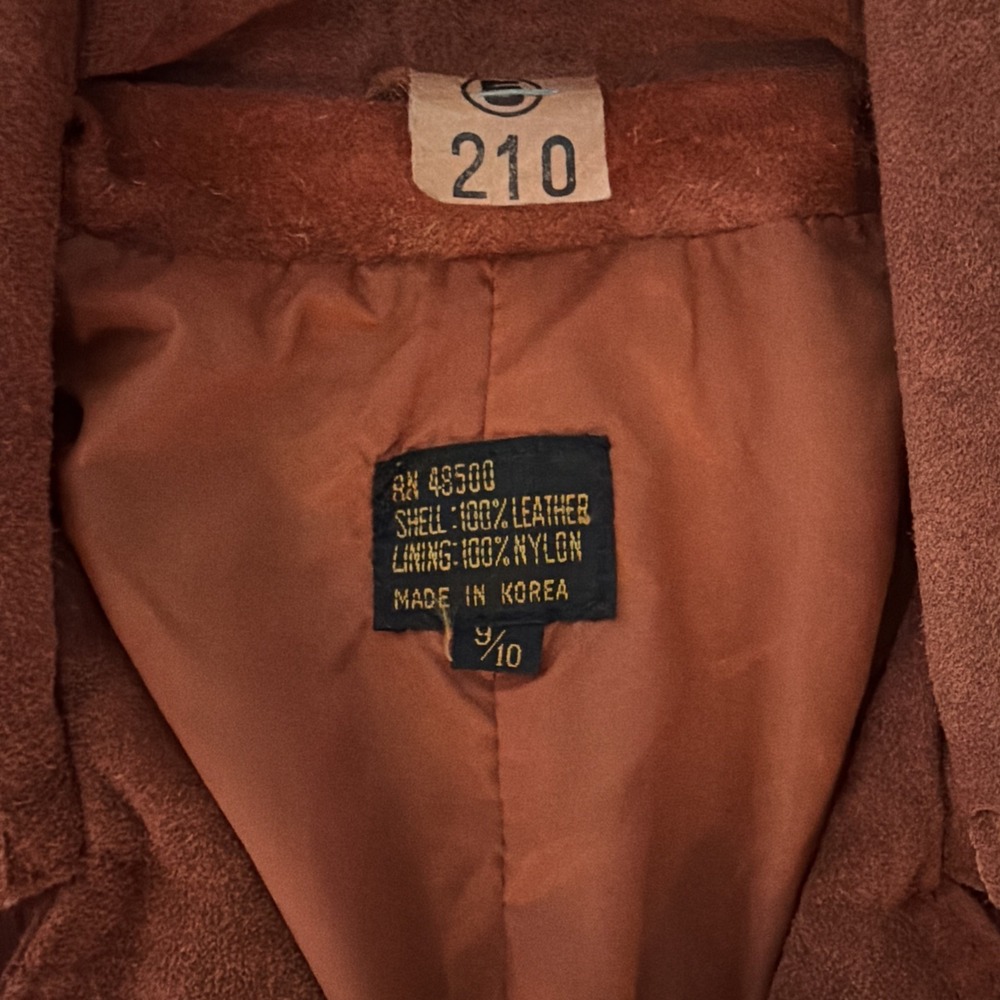Vintage Suede Jacket 70s 80's Small Boho Western Whipstitch Cognac Leather Coat - Picture 7 of 16